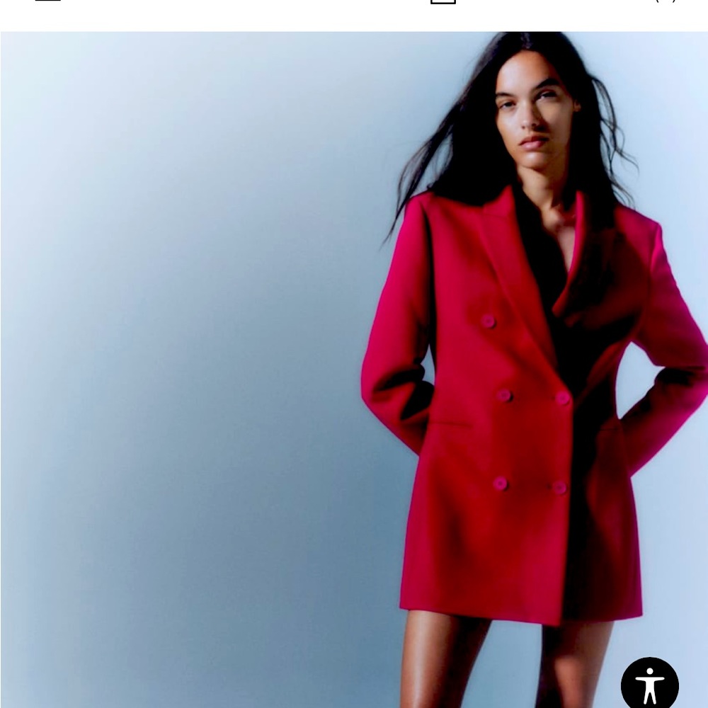 Never worn Zara Button Blazer dress Vibrant Orange